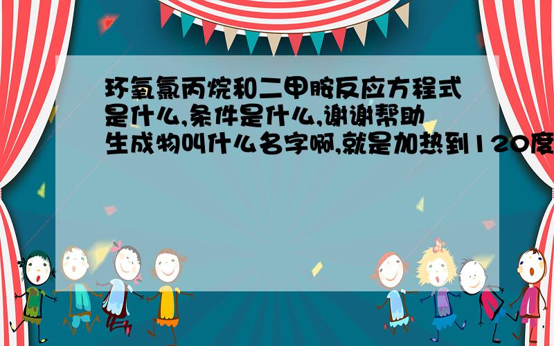 环氧氯丙烷和二甲胺反应方程式是什么,条件是什么,谢谢帮助生成物叫什么名字啊,就是加热到120度，三个小时没有其他的催化剂或条件