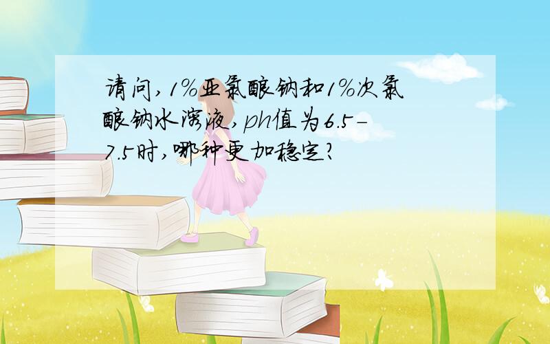 请问,1％亚氯酸钠和1％次氯酸钠水溶液,ph值为6.5-7.5时,哪种更加稳定?