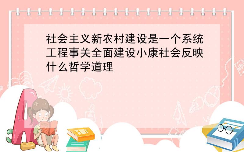 社会主义新农村建设是一个系统工程事关全面建设小康社会反映什么哲学道理