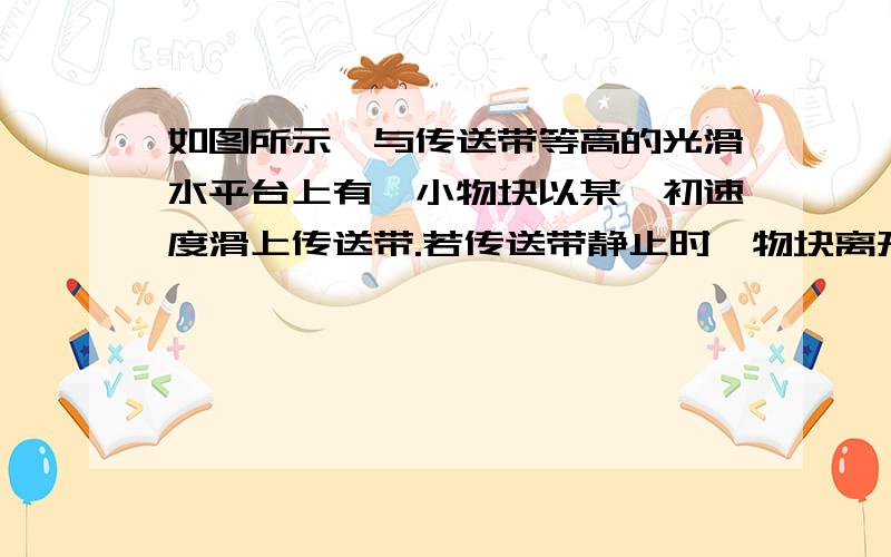 如图所示,与传送带等高的光滑水平台上有一小物块以某一初速度滑上传送带.若传送带静止时,物块离开传送两个问题搞不清楚了.这题答案是D这题是A神尼摩擦力一会儿起作用一会儿没用啊!