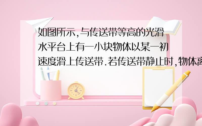 如图所示,与传送带等高的光滑水平台上有一小块物体以某一初速度滑上传送带.若传送带静止时,物体离开...