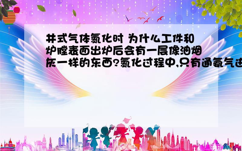 井式气体氮化时 为什么工件和炉膛表面出炉后会有一层像油烟灰一样的东西?氮化过程中,只有通氨气进行保护和强渗,请知道的同行给个解释,