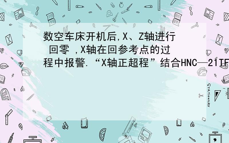 数空车床开机后,X、Z轴进行 回零 ,X轴在回参考点的过程中报警.“X轴正超程”结合HNC—21TF数控车床分析