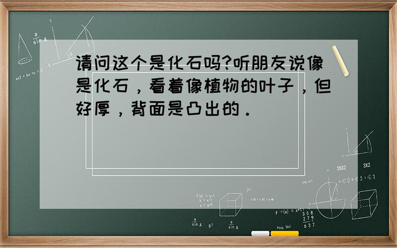 请问这个是化石吗?听朋友说像是化石，看着像植物的叶子，但好厚，背面是凸出的。