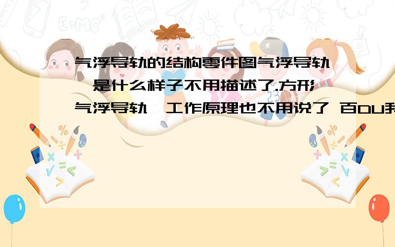 气浮导轨的结构零件图气浮导轨,是什么样子不用描述了.方形气浮导轨,工作原理也不用说了 百DU我都查了.我主要想知道,气浮导轨 如果画零件图 的话怎么来画.有高手清楚么.需要画三视图的.