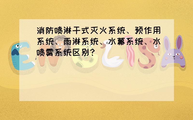 消防喷淋干式灭火系统、预作用系统、雨淋系统、水幕系统、水喷雾系统区别?