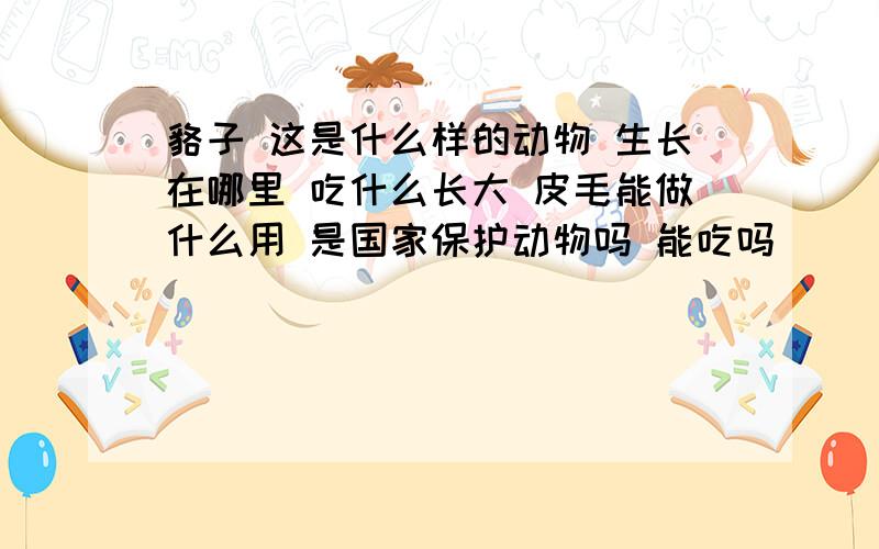 貉子 这是什么样的动物 生长在哪里 吃什么长大 皮毛能做什么用 是国家保护动物吗 能吃吗