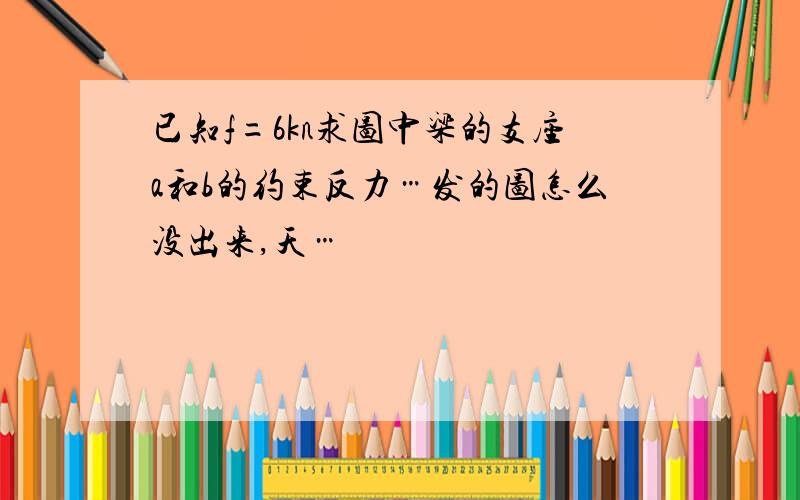 已知f=6kn求图中梁的支座a和b的约束反力…发的图怎么没出来,天…