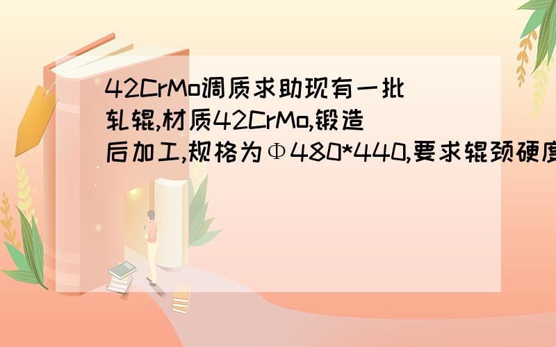 42CrMo调质求助现有一批轧辊,材质42CrMo,锻造后加工,规格为Φ480*440,要求辊颈硬度35-45HS,辊身调质硬度50-60HS,深度30mm,请大家帮帮忙该怎么样调质,850℃淬油,500℃回火不知道能否达到要求,