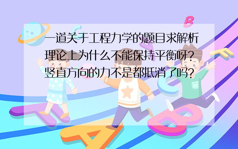 一道关于工程力学的题目求解析理论上为什么不能保持平衡呀?竖直方向的力不是都抵消了吗?