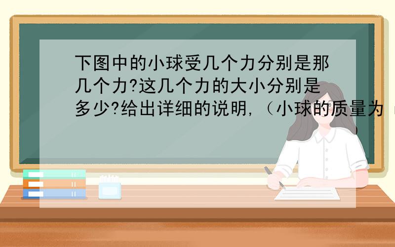 下图中的小球受几个力分别是那几个力?这几个力的大小分别是多少?给出详细的说明,（小球的质量为 m ）