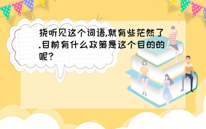 挠听见这个词语,就有些茫然了.目前有什么政策是这个目的的呢?