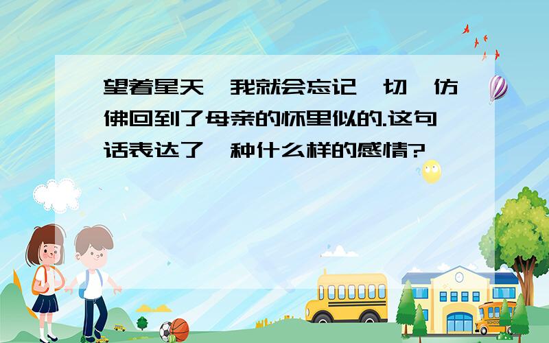 望着星天,我就会忘记一切,仿佛回到了母亲的怀里似的.这句话表达了一种什么样的感情?