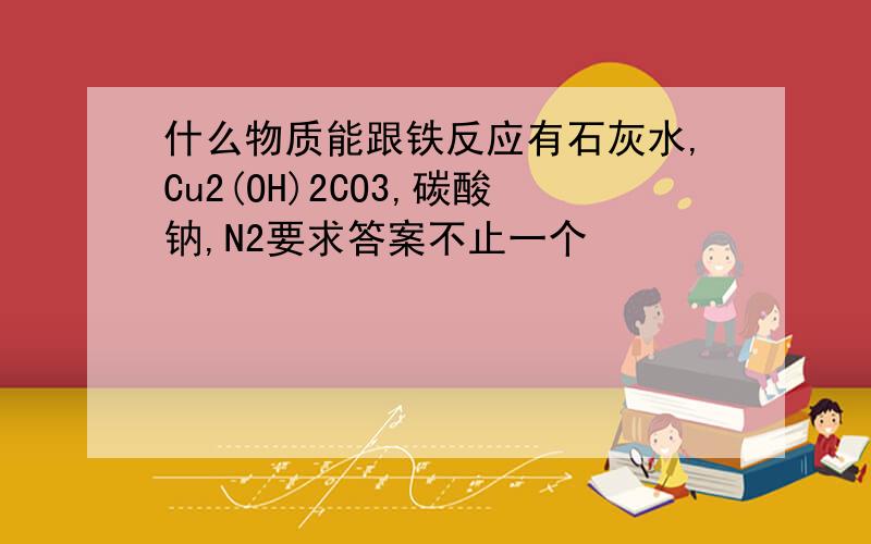 什么物质能跟铁反应有石灰水,Cu2(OH)2CO3,碳酸钠,N2要求答案不止一个