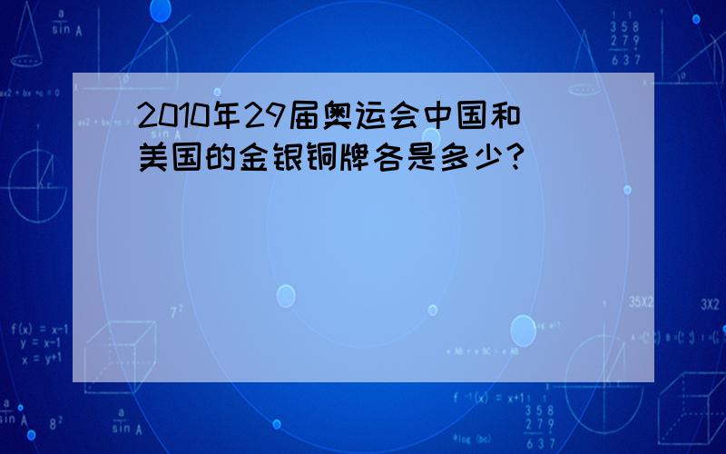 2010年29届奥运会中国和美国的金银铜牌各是多少?