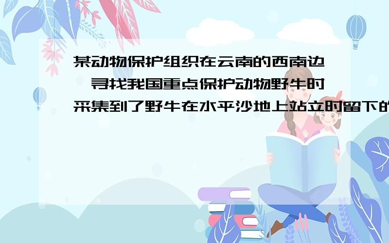 某动物保护组织在云南的西南边陲寻找我国重点保护动物野牛时采集到了野牛在水平沙地上站立时留下的脚印的石蜡模型.经检验该石蜡模型的平均厚度是2cm,质量为450g；对该沙地进行抗压试