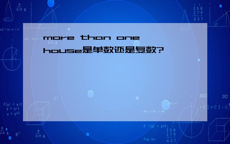 more than one house是单数还是复数?