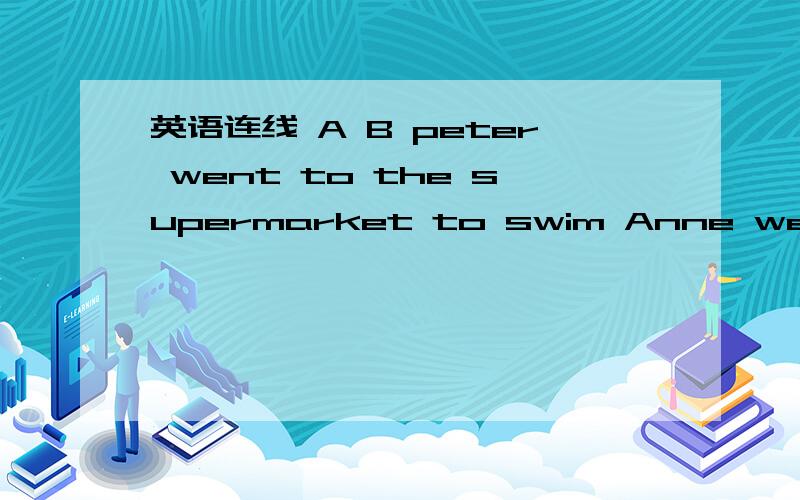 英语连线 A B peter went to the supermarket to swim Anne went to the swimming pooj to see some mijkMingming went to the zoo to bur some bookstim went to the jibrary to watch a footbajj match上面是错的1peter went to the supermarket to swim 2 A