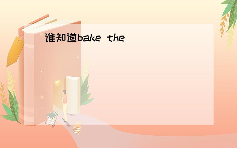 谁知道bake the