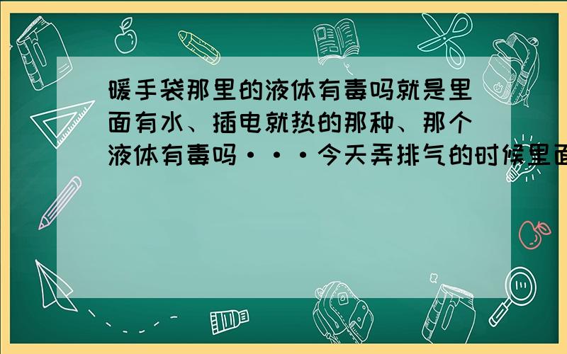 暖手袋那里的液体有毒吗就是里面有水、插电就热的那种、那个液体有毒吗···今天弄排气的时候里面的液体漏到我手上了······