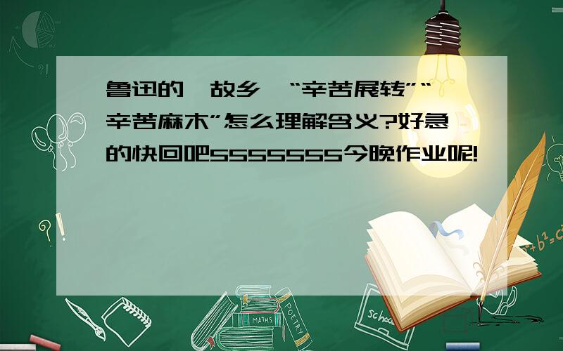 鲁迅的《故乡》“辛苦展转”“辛苦麻木”怎么理解含义?好急的快回吧5555555今晚作业呢!