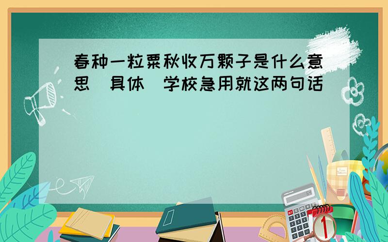 春种一粒粟秋收万颗子是什么意思(具体）学校急用就这两句话