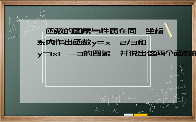 幂函数的图象与性质在同一坐标系内作出函数y=x^2/3和y=1x1^-3的图象,并说出这两个函数的性质.1…1代表绝对值!