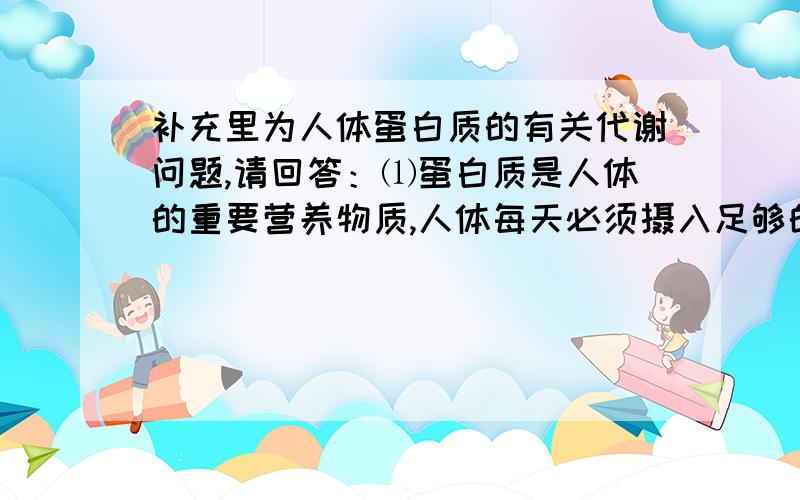 补充里为人体蛋白质的有关代谢问题,请回答：⑴蛋白质是人体的重要营养物质,人体每天必须摄入足够的蛋白质才能满足人体的需要,其原因是什么?⑵人体内某些氨基酸不能通过氨基转换作用