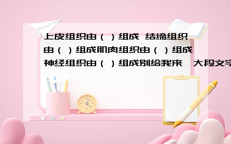 上皮组织由（）组成 结缔组织由（）组成肌肉组织由（）组成神经组织由（）组成别给我来一大段文字