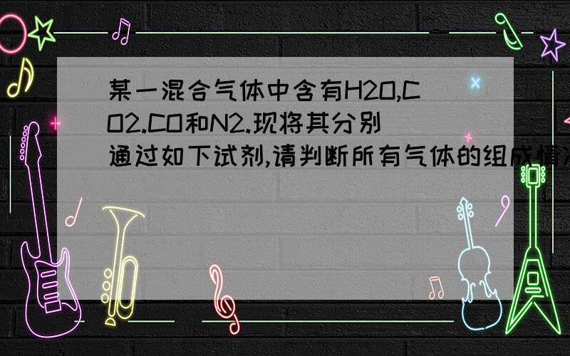 某一混合气体中含有H2O,CO2.CO和N2.现将其分别通过如下试剂,请判断所有气体的组成情况1．依次通过NAOH溶液＿浓H2SO4,最后得到的气体有．．写出反映方程式． 2．依次通过灼热的CUO＿浓H2SO4溶