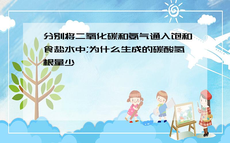 分别将二氧化碳和氨气通入饱和食盐水中;为什么生成的碳酸氢根量少