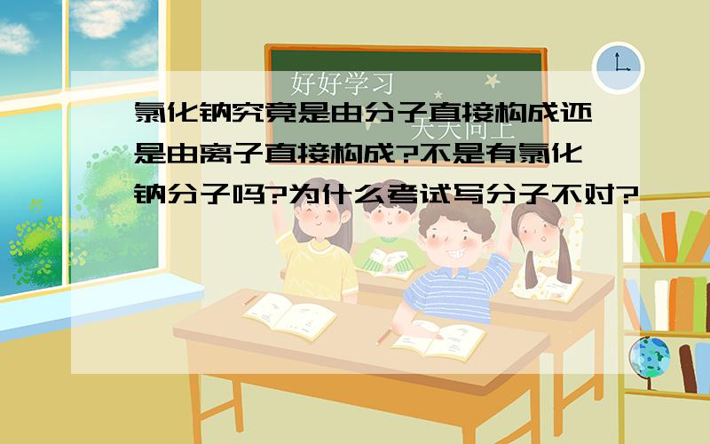 氯化钠究竟是由分子直接构成还是由离子直接构成?不是有氯化钠分子吗?为什么考试写分子不对?