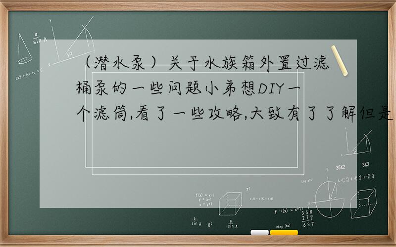 （潜水泵）关于水族箱外置过滤桶泵的一些问题小弟想DIY一个滤筒,看了一些攻略,大致有了了解但是对泵的认识有点疑问：1.大部分攻略上说是把潜水泵放在滤筒底层,也就是说靠的是水泵的