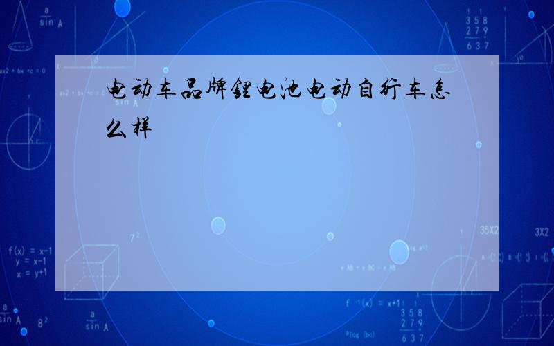 电动车品牌锂电池电动自行车怎么样