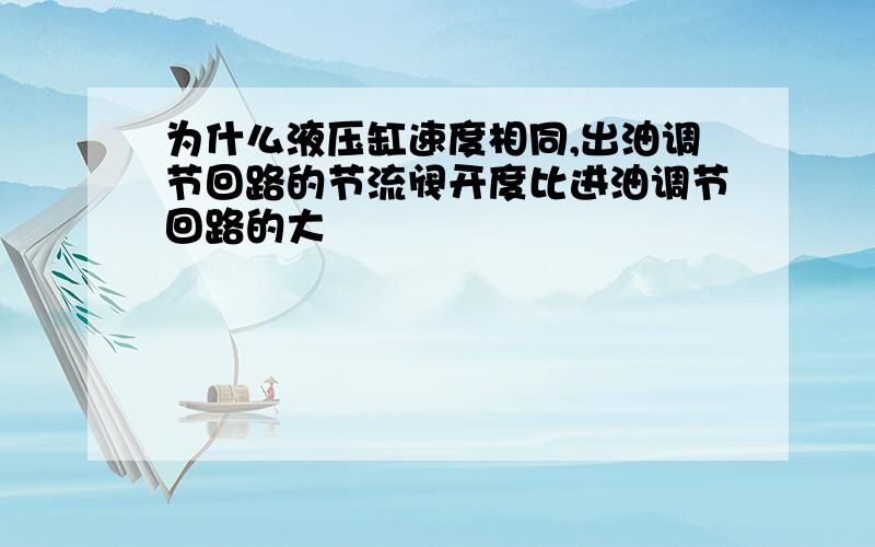 为什么液压缸速度相同,出油调节回路的节流阀开度比进油调节回路的大