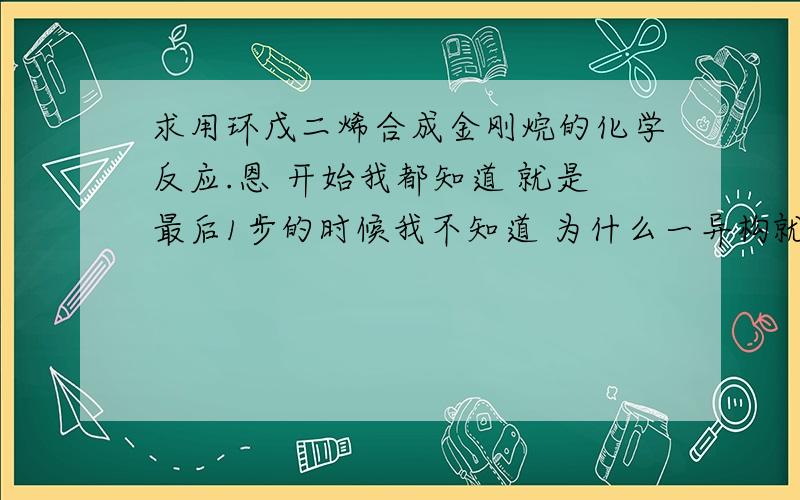 求用环戊二烯合成金刚烷的化学反应.恩 开始我都知道 就是最后1步的时候我不知道 为什么一异构就会成金刚完 异勾化的过程是怎么样的