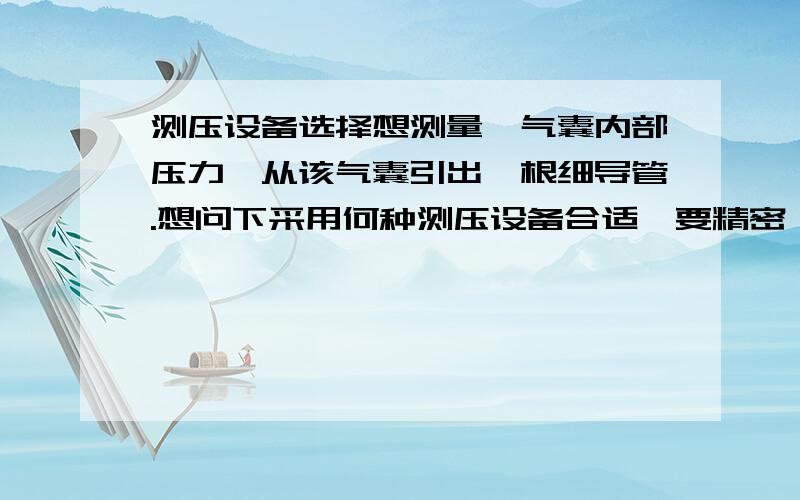 测压设备选择想测量一气囊内部压力,从该气囊引出一根细导管.想问下采用何种测压设备合适,要精密,体积较小的.有具体型号最好.