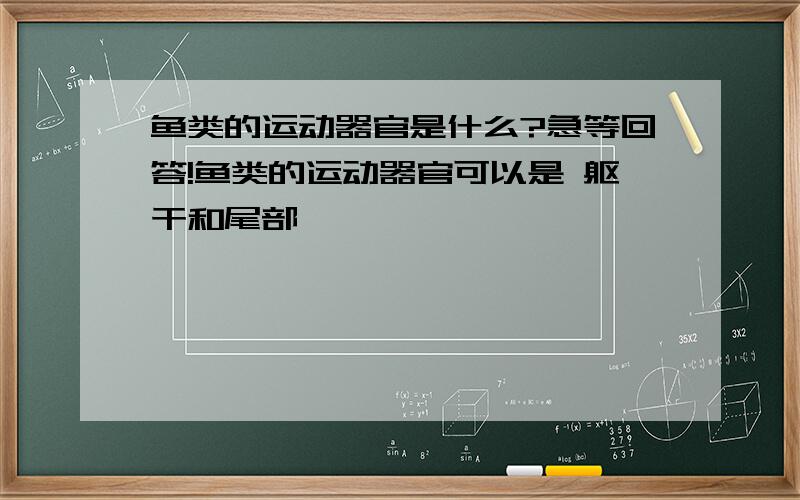 鱼类的运动器官是什么?急等回答!鱼类的运动器官可以是 躯干和尾部