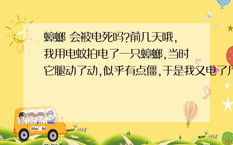 蟑螂 会被电死吗?前几天哦,我用电蚊拍电了一只蟑螂,当时它腿动了动,似乎有点僵,于是我又电了几下,似乎没动静了!可是,过一会儿我发现它不见了!应该是爬走了吧?它是自己走的还是被同类