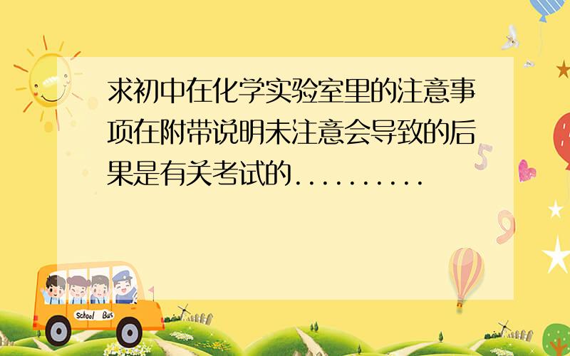 求初中在化学实验室里的注意事项在附带说明未注意会导致的后果是有关考试的..........