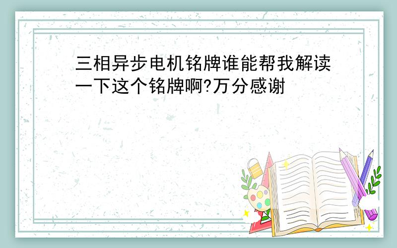 三相异步电机铭牌谁能帮我解读一下这个铭牌啊?万分感谢