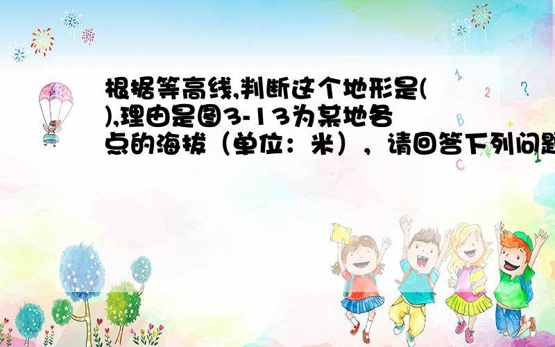 根据等高线,判断这个地形是(),理由是图3-13为某地各点的海拔（单位：米），请回答下列问题