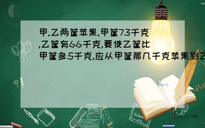 甲.乙两筐苹果,甲筐73千克,乙筐有66千克,要使乙筐比甲筐多5千克,应从甲筐那几千克苹果到乙筐没说明 就这样