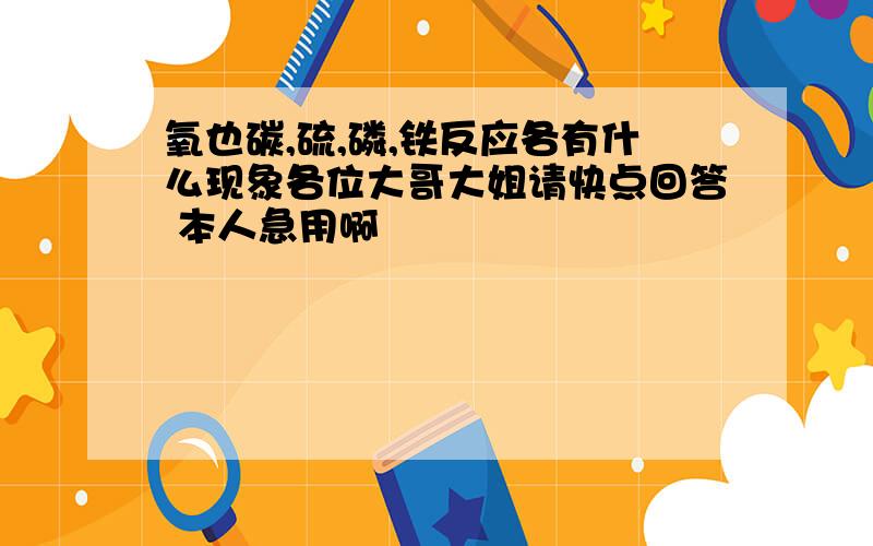 氧也碳,硫,磷,铁反应各有什么现象各位大哥大姐请快点回答 本人急用啊