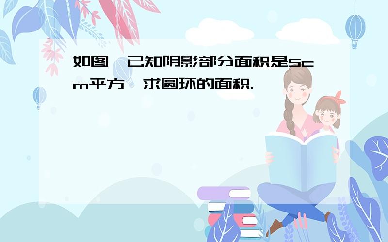 如图,已知阴影部分面积是5cm平方,求圆环的面积.