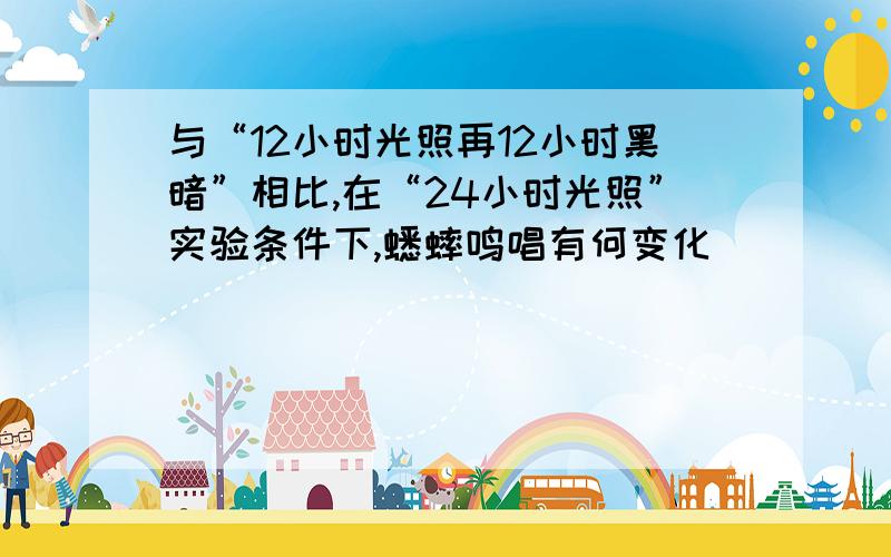 与“12小时光照再12小时黑暗”相比,在“24小时光照”实验条件下,蟋蟀鸣唱有何变化