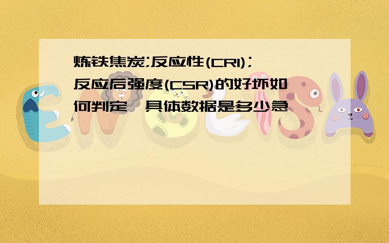 炼铁焦炭;反应性(CRI);反应后强度(CSR)的好坏如何判定,具体数据是多少急