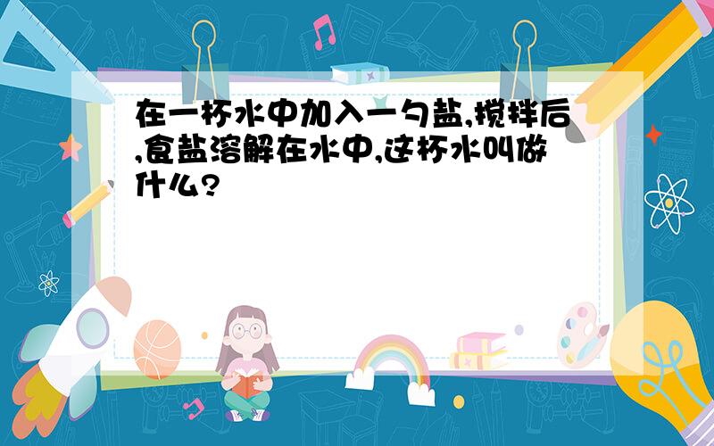 在一杯水中加入一勺盐,搅拌后,食盐溶解在水中,这杯水叫做什么?