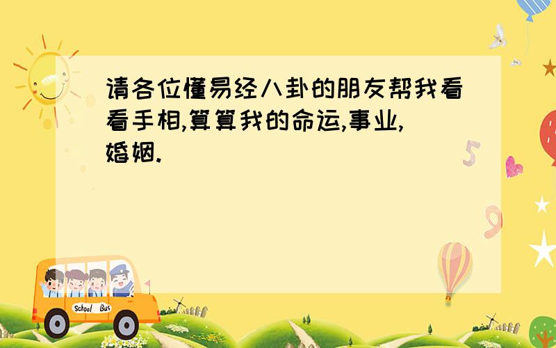 请各位懂易经八卦的朋友帮我看看手相,算算我的命运,事业,婚姻.