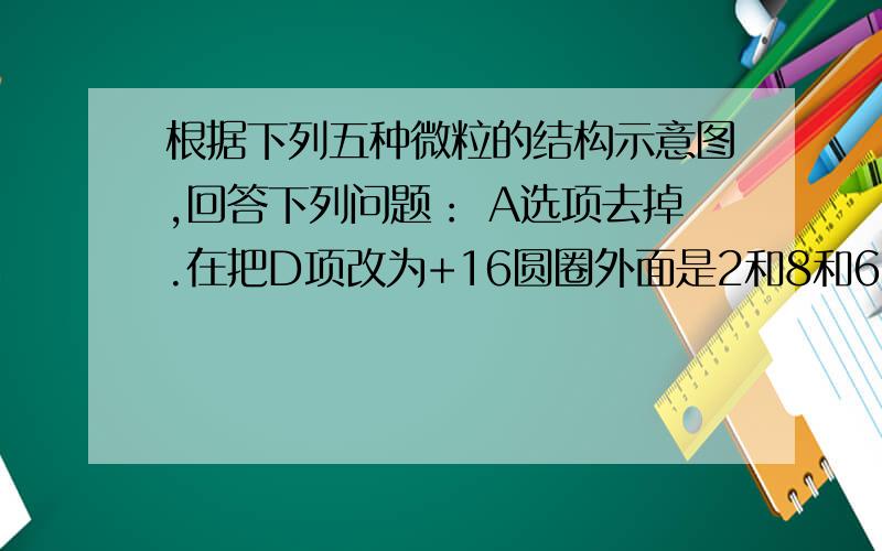 根据下列五种微粒的结构示意图,回答下列问题： A选项去掉.在把D项改为+16圆圈外面是2和8和6,问,在BCDE的选项中具有相似化学性质的是